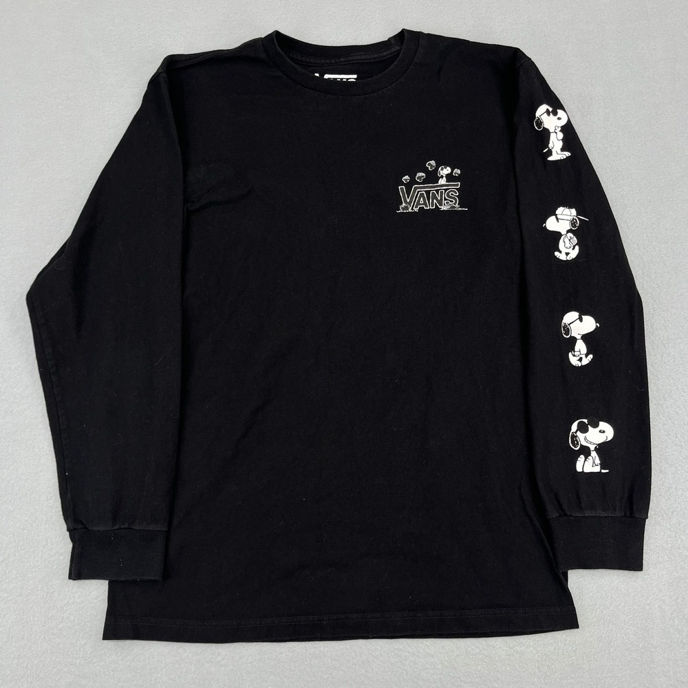 Vans Peanuts Snoopy Joe Cool Long Sleeve Graphic T-Shirt Mens S Small Black